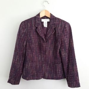 Sag Harbor Purple Petite Textured Patterned Jacket